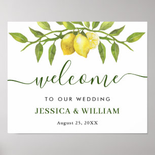 Póster Elegante signo de bienvenida BODA de verde de los