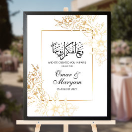 Póster Elegante signo de bienvenida Boda islámico de oro