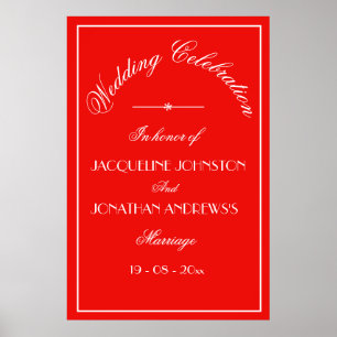 Póster Elegante signo de bienvenida Boda rojo Moda person