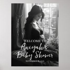 Póster Elegante signo de bienvenida con foto de la ducha