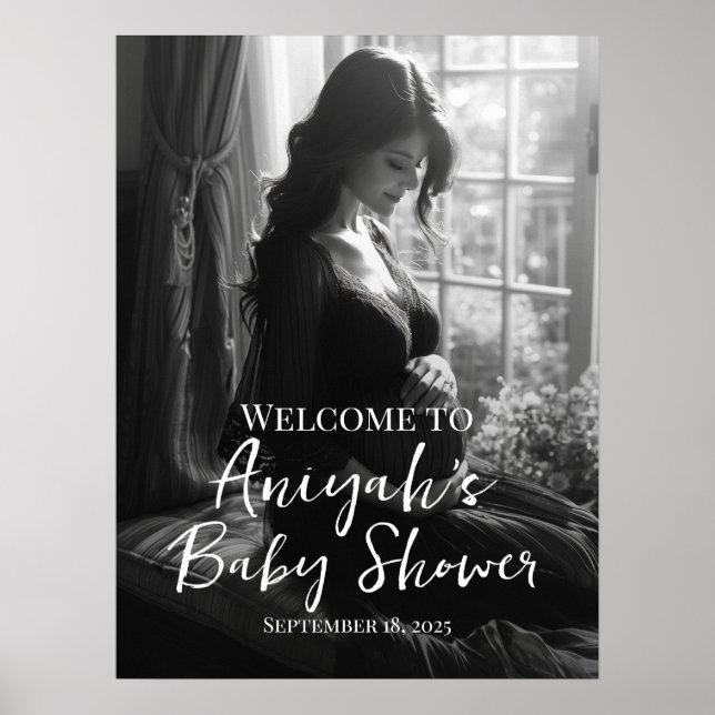 Póster Elegante signo de bienvenida con foto de la ducha  (Frente)