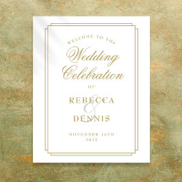 Póster Elegante signo de bienvenida de Art Deco Boda dora