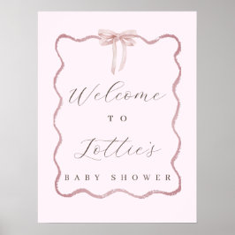 Póster Elegante signo de bienvenida de Baby Shower Chica 