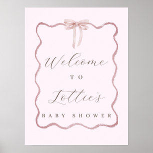 Póster Elegante signo de bienvenida de Baby Shower Chica 