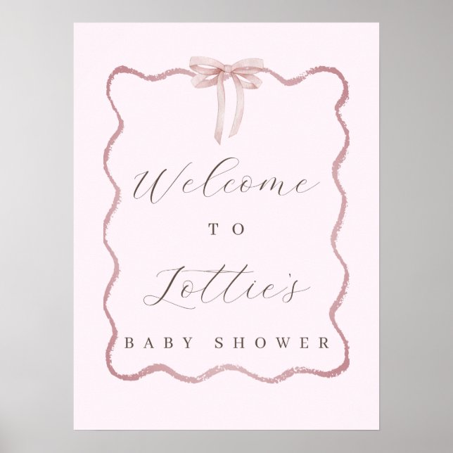 Póster Elegante signo de bienvenida de Baby Shower Chica  (Frente)