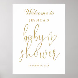 Póster Elegante Signo de bienvenida de Baby Shower con gu
