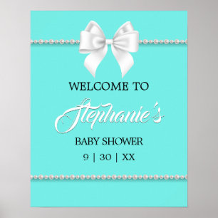 Póster Elegante signo de bienvenida de Baby Shower de Aqu