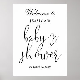Póster Elegante Signo De Bienvenida De Baby Shower En Bla