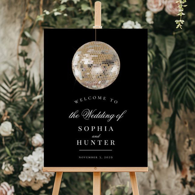 Póster Elegante signo de bienvenida de Boda Black Gold Di (Subido por el creador)