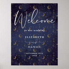 Póster Elegante signo de bienvenida de Boda celestial mís