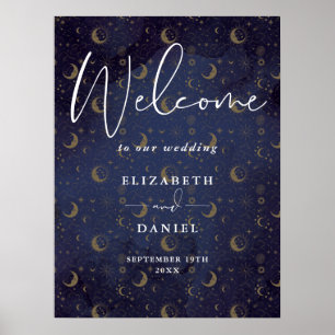 Póster Elegante signo de bienvenida de Boda celestial mís