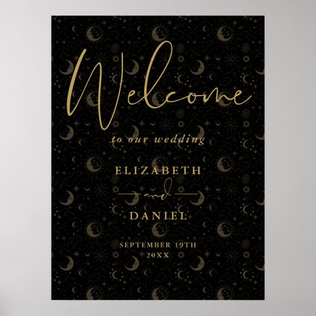 Póster Elegante signo de bienvenida de Boda celestial mís (Frente)