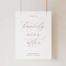 Póster Elegante signo de bienvenida de boda con caligrafí