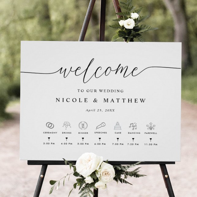 Póster Elegante signo de bienvenida de boda con línea de  (Subido por el creador)