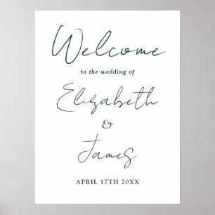 Póster Elegante signo de bienvenida de Boda de escritura