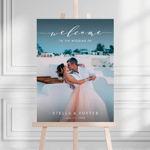 Póster Elegante signo de bienvenida de Boda de escritura