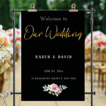 Elegante signo de bienvenida de Boda de escritura
