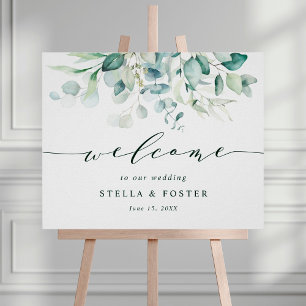 Póster Elegante signo de bienvenida de Boda de follaje ve