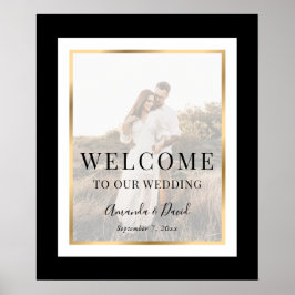 Póster Elegante signo de bienvenida de Boda de fotografía