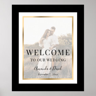 Póster Elegante signo de bienvenida de Boda de fotografía