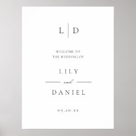 Póster Elegante signo de bienvenida de Boda de monograma 