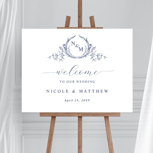 Póster Elegante signo de bienvenida de Boda de Monograma  (Subido por el creador)