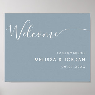Póster Elegante signo de bienvenida de Boda de script sim