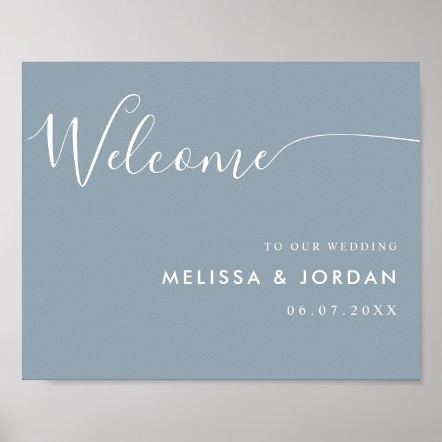 Póster Elegante signo de bienvenida de Boda de script sim (Frente)