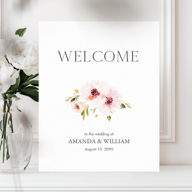 Póster Elegante signo de bienvenida de Boda floral (Subido por el creador)