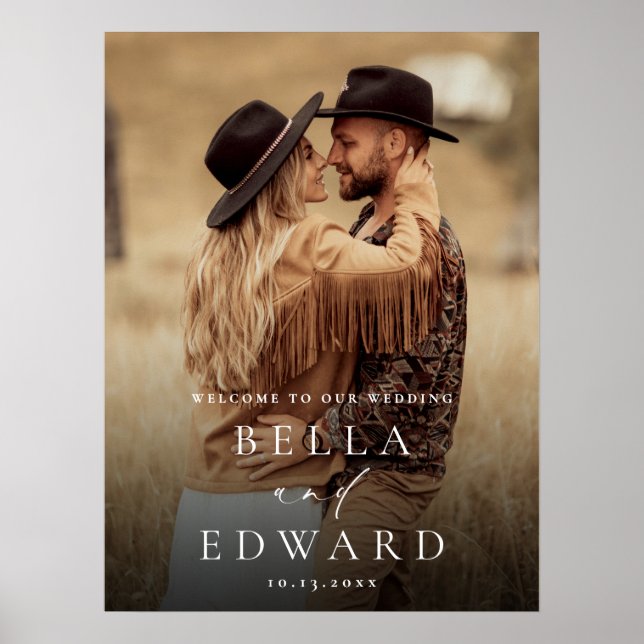 Póster Elegante signo de bienvenida de Boda fotográfico M (Frente)