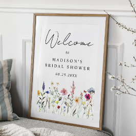 Póster Elegante signo de bienvenida de ducha de flores si