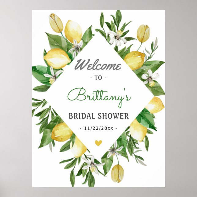 Póster Elegante signo de bienvenida de ducha de novia de  (Frente)