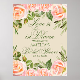 Póster Elegante signo de bienvenida de ducha de novia flo