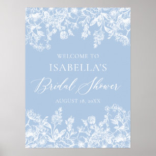 Póster Elegante signo de bienvenida de ducha de novia flo