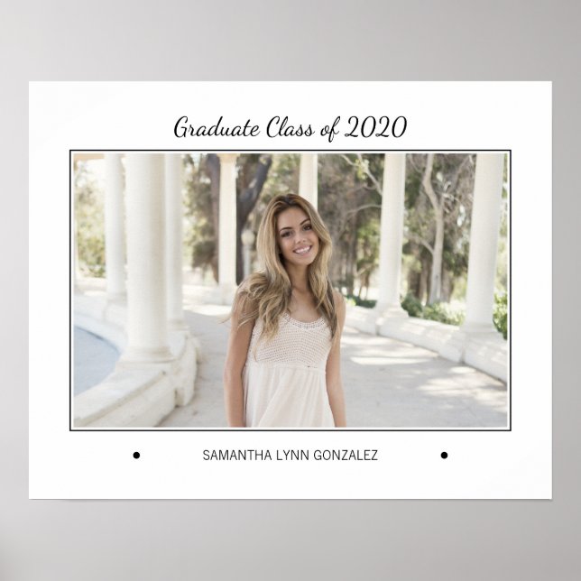 Póster Elegante signo de bienvenida de graduación de foto (Frente)