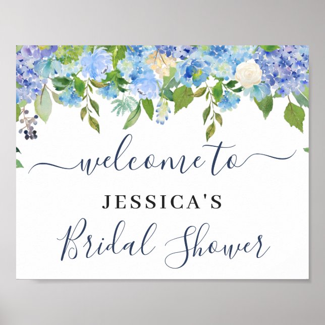 Póster Elegante signo de bienvenida de hidrangea BRIDAL D (Frente)