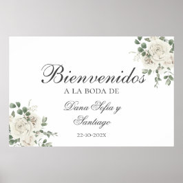 Póster Elegante signo de bienvenida de la boda española