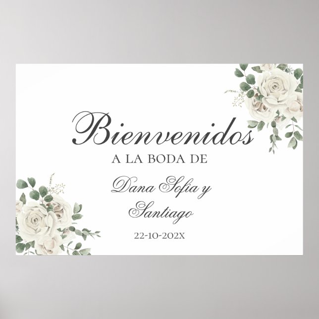 Póster Elegante signo de bienvenida de la boda española (Frente)