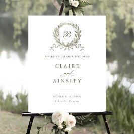 Póster Elegante signo de bienvenida de roble de roble de