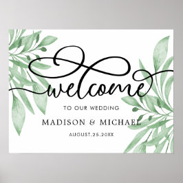 Póster Elegante signo de bienvenida del Boda Eucalyptus G