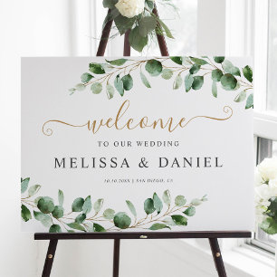 Póster Elegante signo de bienvenida del Boda Eucalyptus G
