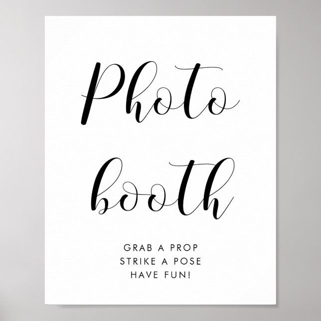 Póster Elegante signo de boda de cabina de fotos en blanc (Frente)