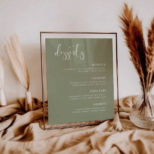 Póster Elegante signo de Boda verde sabio-moderno