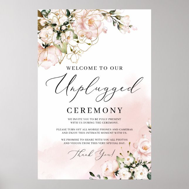 Póster Elegante signo de ceremonia ruidoso rosa floral de (Frente)