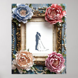 Póster Elegante Silueta de Boda en Marco