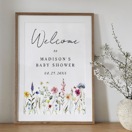 Póster Elegante símbolo de bienvenida de Baby Shower con 