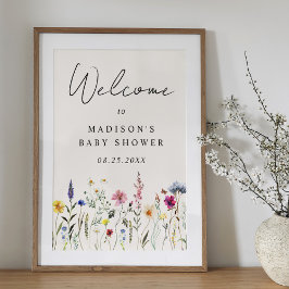 Póster Elegante símbolo de bienvenida de Baby Shower con 