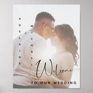 Póster Elegante Simple Personalizado Foto Bienvenida Boda