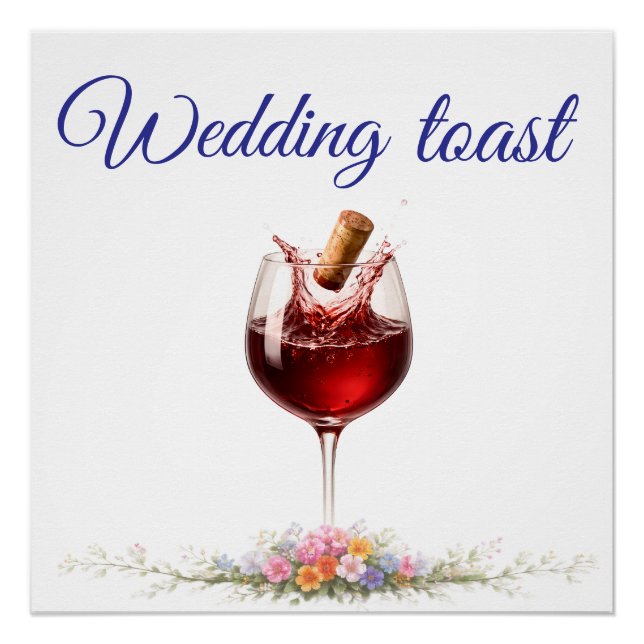 Póster Elegante Splash de Copa de Vino Boda  (Anverso)