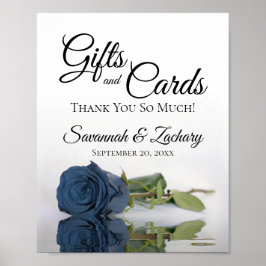 Póster Elegante Steel Blue Rosa Regalos y Tarjetas Boda R